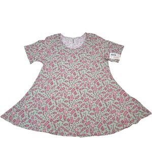 LuLaRoe Womens‎ Top 3XL Perfect T Cotton Rayon Green Pink Candy Halloween NWT